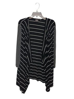 Travelers by Chico’s Striped Open Front Cardigan Size 3 Black White